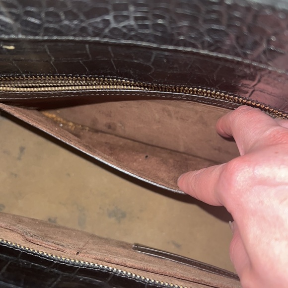 Henri Bendel multi textured striped satchel with chain link accents - Picture 15 of 16